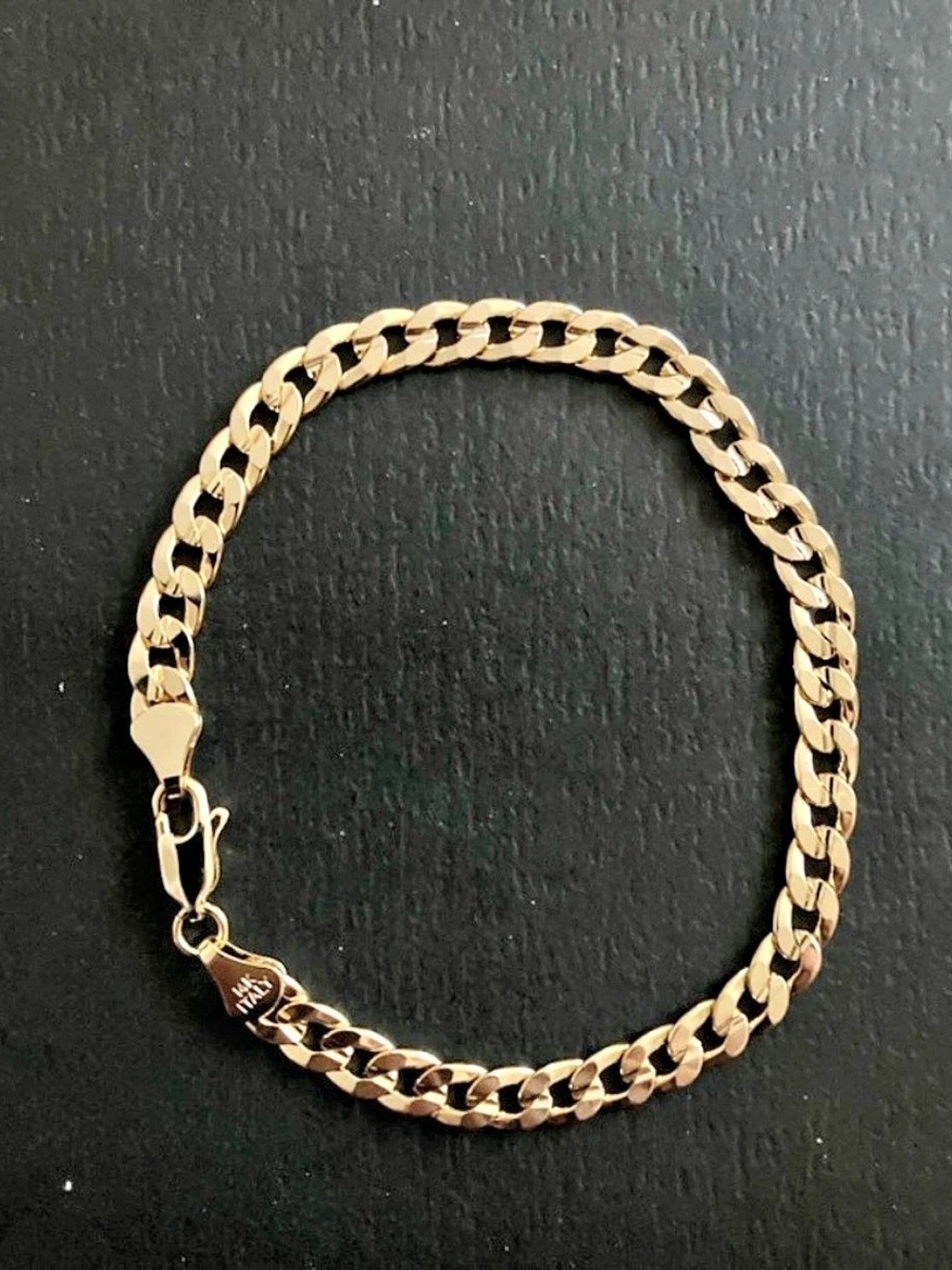 14K Yellow Gold Bonded Curb Bracelet 8"